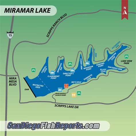 Miramar Lake - Fish Reports & Map