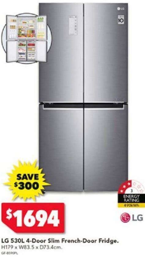 LG 530L 4-Door Slim French-Door Fridge offer at Harvey Norman