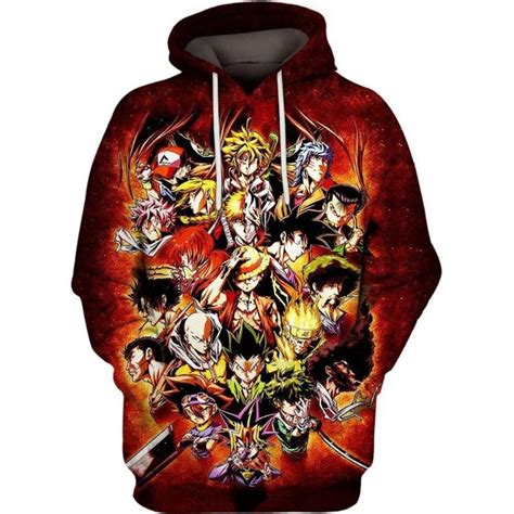 Main Anime Characters Over Print 3d Zip Hoodie - Teeruto