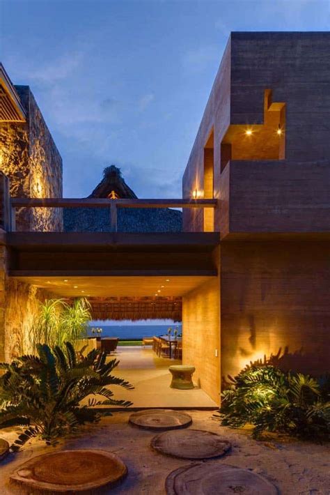 A modern tropical beach shelter on the Pacific Coast of Mexico