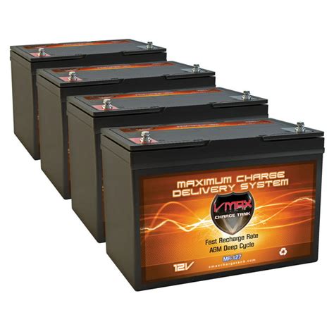 QTY4 VMAX MR127-100 12V 100AH AGM Deep Cycle Group 27 Batteries for ...