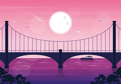 Vector Landscape Bridge Illustration 265574 Vector Art at Vecteezy