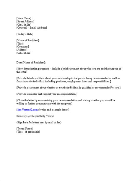 Job Recommendation Letter Template Database - Letter Template Collection