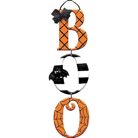 Boo Halloween Stacked Sign 5 1/2in x 19 1/2in | Party City | Halloween party supplies, Halloween ...