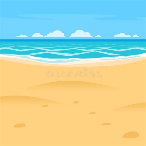 Sand beach simple cartoon style background. Sea shore view. Ocean seascape #Sponsored , # ...