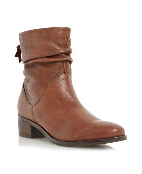 Lyst - Dune Pager Slouch Leather Ankle Boot in Brown