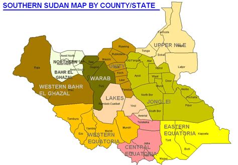 South Sudan Map States • Mapsof.net