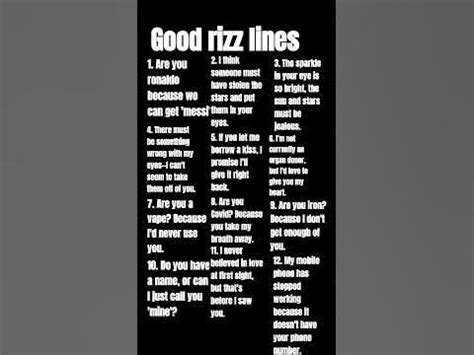 12 good rizz lines for boys & girls - YouTube