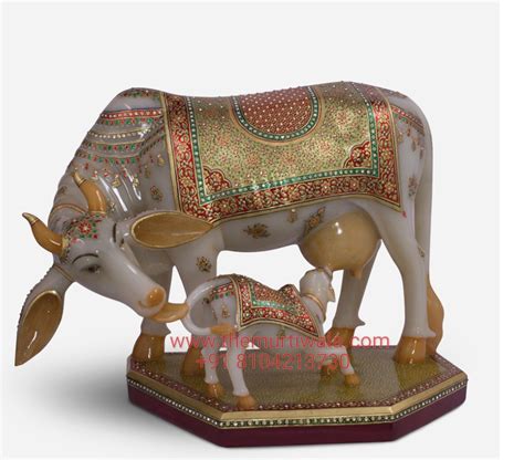 Cow & calf marble statue | Cow & calf marble idols exporter in Jaipur ...