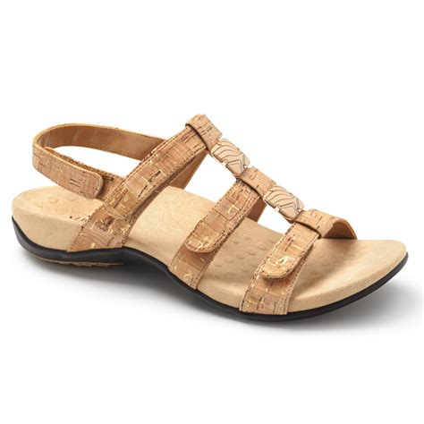 Vionic Women's Amber Adjustable Sandal Gold Cork | Laurie's Shoes