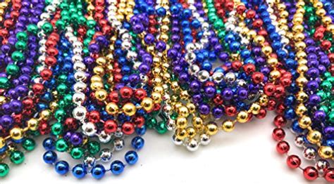 72PCS Mardi Gras Beads Necklaces - 33" Assorted Colors Beaded Necklaces ...