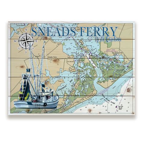 Sneads Ferry, NC - Shrimp Boat Pallet Map – MapMom