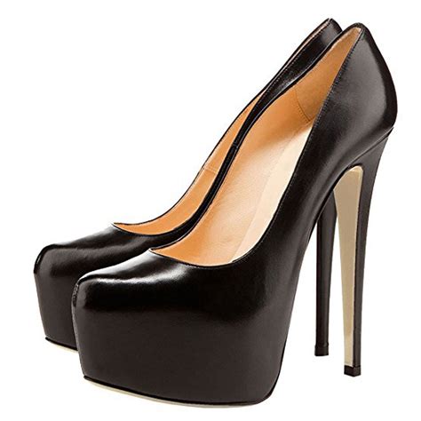 Black Matte Round Toe Super High Heel Platform Stiletto Slip On Pumps ...