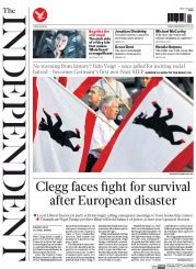 The Independent (UK) Front Page for 27 May 2014 | Paperboy Online Newspapers