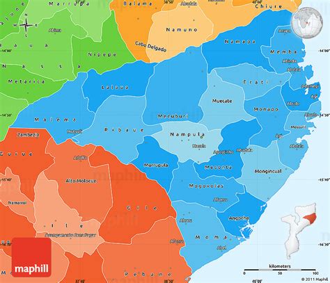 Political Shades Simple Map of Nampula