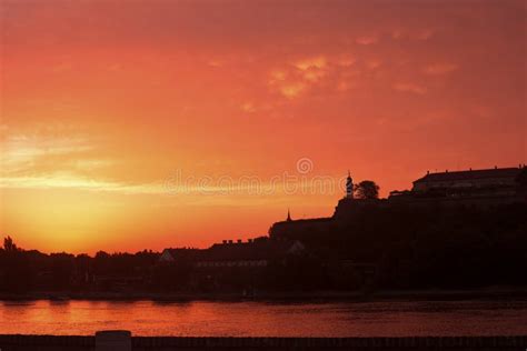 Danube river at sunrise stock photo. Image of danube - 96527078