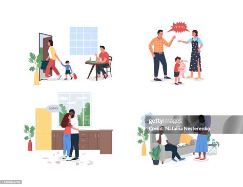 Arguing Family Flat Color Vector Detailed Character Set High-Res Vector Graphic - Getty Images