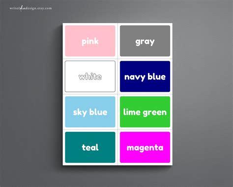 Printable Color Flash Cards. Printable Color Name Flash Cards. - Etsy