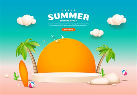 Realistic background for summer season 25414260 Vector Art at Vecteezy