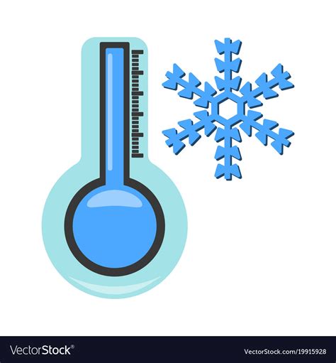 Thermometer with cold icon weather label for web Vector Image