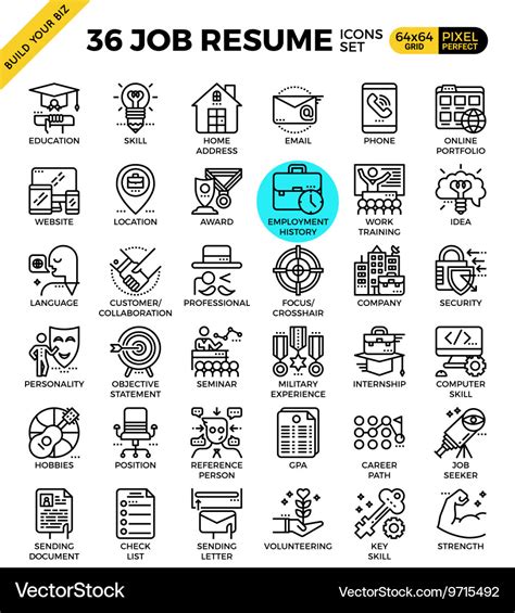 Job resume icons Royalty Free Vector Image - VectorStock