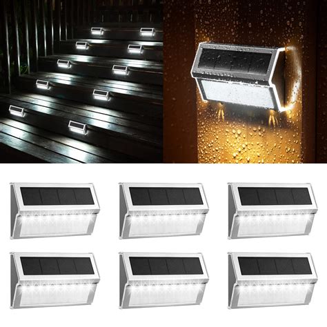 Buy Solar Deck Lights Powered Outdoor Waterproof, Stair Lights with 9 LED Backyard Solar Step ...