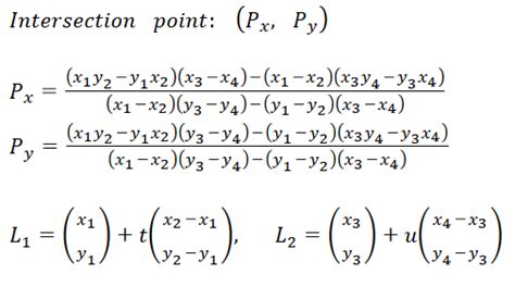 💻 JavaScript - calculate intersection point of two lines for given 4 ...