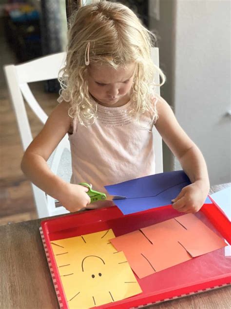 Simple Cutting Tray- Preschool Scissor Skills Activity - Toddler Approved