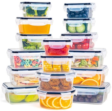 FOOYOO 32 Piece Food Storage Container with Lids (16 Containers + 16 ...