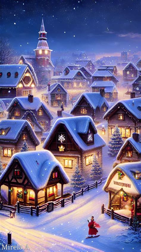 a christmas village with snow covered houses