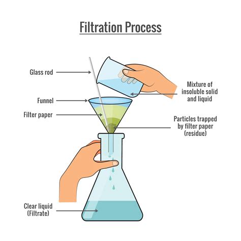 Filtration process of mixture of solid and liquid science experiment vector illustration ...