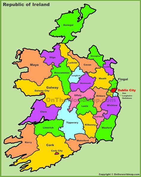 Counties map of Ireland | County map, Ireland map, Ireland