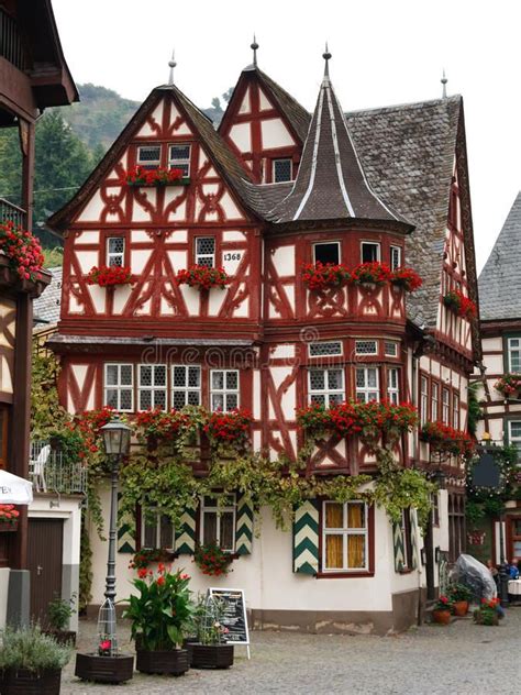 Photo about The Altes Haus (Old House), is a Medieval Half-Timbered House from 1368 in Bacharach ...