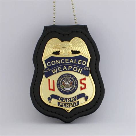 Concealed Carry permit Handgun License Metal Badge & Leather Holder - Cheap limited pins,limited ...