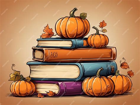 Premium AI Image | Pumpkin with book clipart vector illustration