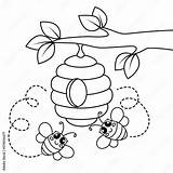 Bee And Beehive Coloring Pages sketch template