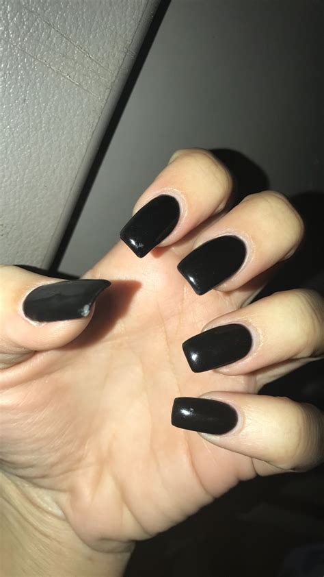 Square Cute Short Acrylic Nails Black - bmp-power