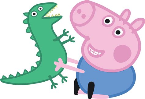 Peppa Pig George With Dinosaur Wall Sticker Peppa Pig Wall 4A7