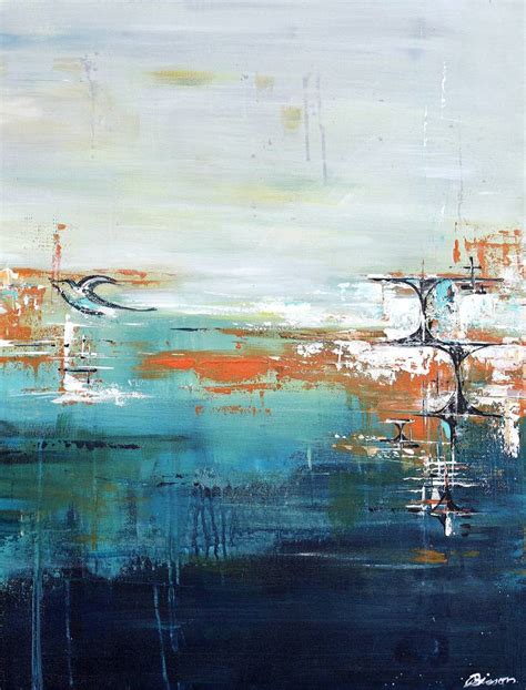 Hope - contemporary abstract painting with mid-century touch Painting by Angela Bisson | Saatchi Art