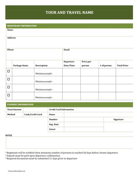 Tour and Travel Booking Form