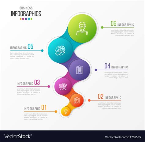 Abstract infographic design 6 steps Royalty Free Vector