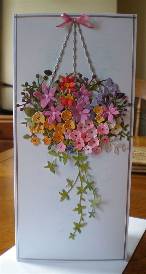 Hanging Basket | Card making flowers, Flower cards, Homemade cards