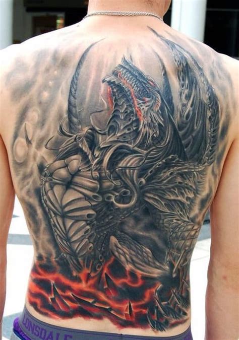 60 Dragon Back Tattoo Designs For Men - Breath Of Power