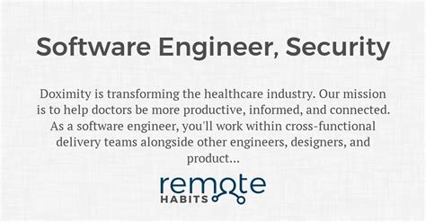 Software Engineer, Security — Remote Habits