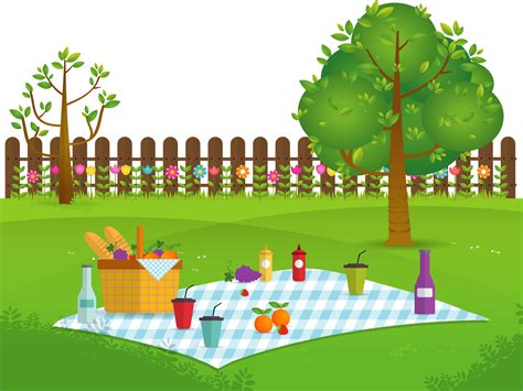 Outdoor picnic in garden,Food and pastime objects on nature landscape,picnic items. Creative ...