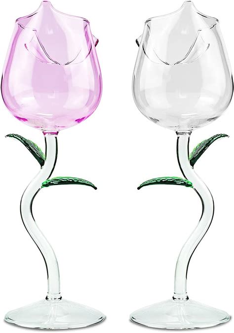 Amazon.com | Rose Flower Wine Glasses, Creative Red Wine Glass Set of 2 ...