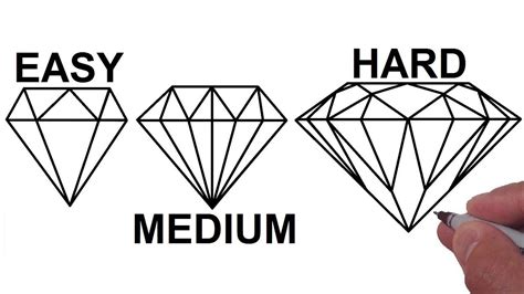 How To Draw a DIAMOND in 3 Different Ways - Step by Step Tutorial (EASY, MEDIUM, HARD) - YouTube