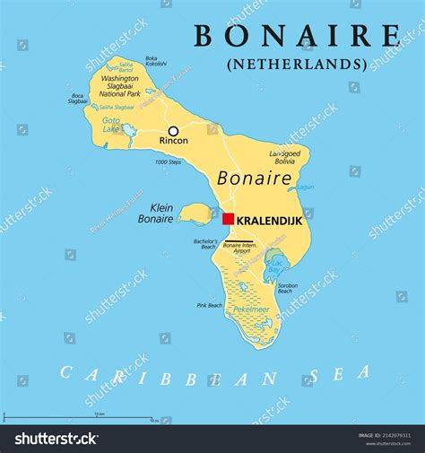 Bonaire Netherlands Political Map Island Leeward Stock Vector (Royalty Free) 2142079311 ...