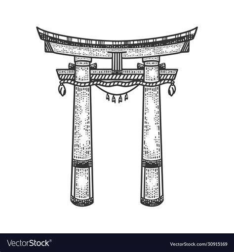 Torii japanese gate sketch Royalty Free Vector Image