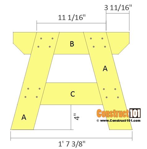 Simple 2x4 Garden Bench Plans - Free PDF Download - Construct101, #2x4 #Bench #Construct101 ...